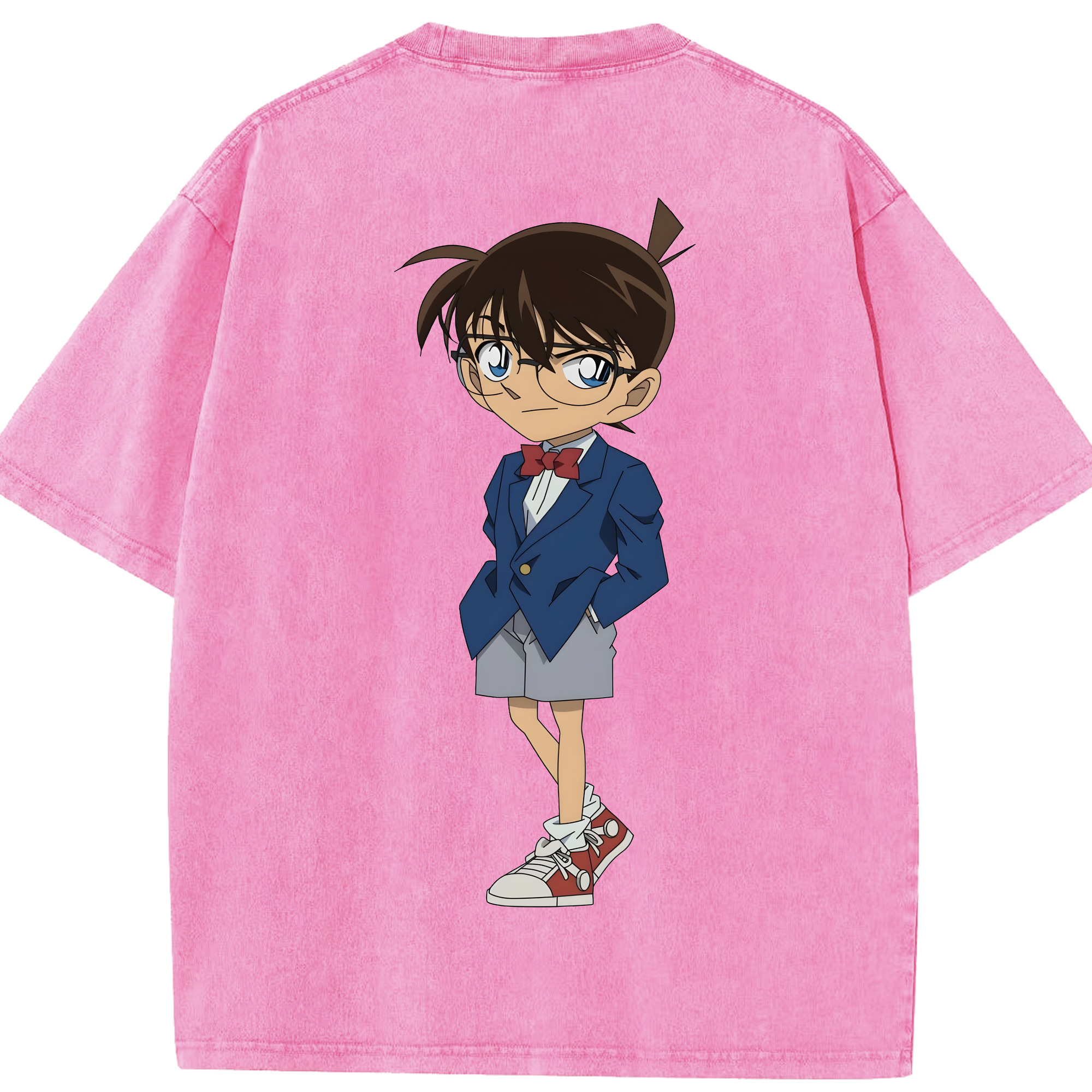 （画像用） 名探偵コナン 江戸川 コナン Detective Conan Conan Edogawa 綿100% ヴィンテージ風 半袖Tシャツ（背面プリント）
